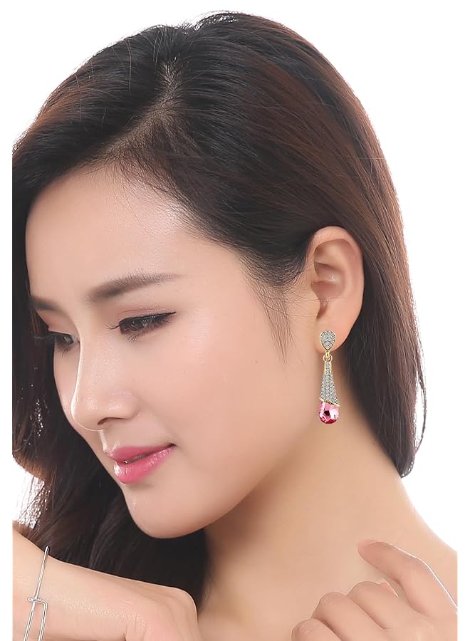 YouBella Stylish Party Wear Jewelery Gold Plated Drop Earrings For Women Pink Ybear_31257 - Image 2