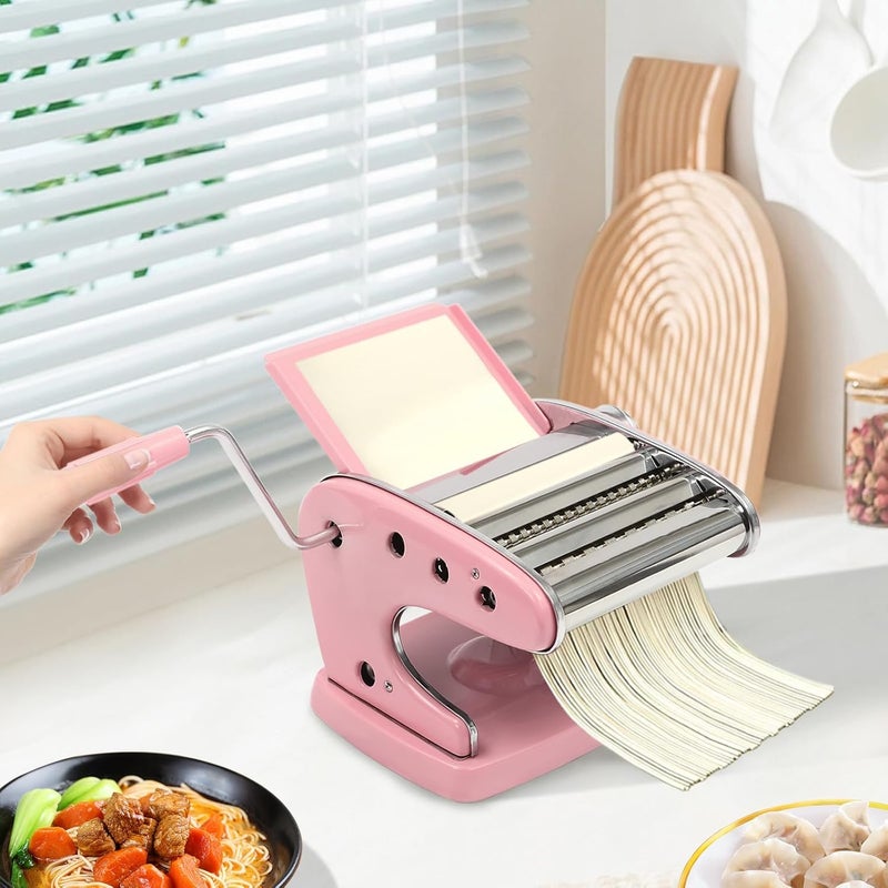 Generic Stainless Steel Manual Pasta Maker Noodle Making Machine, Pink, 30904 - Image 1