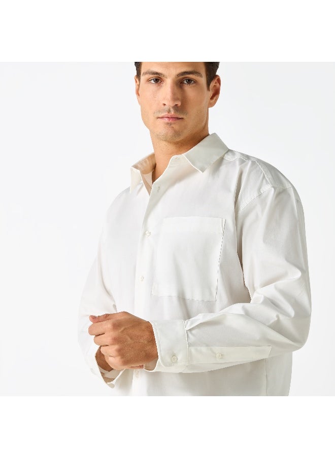 Iconic - Iconic Solid Slim Fit Shirt with Pocket and Long Sleeves - Image 1