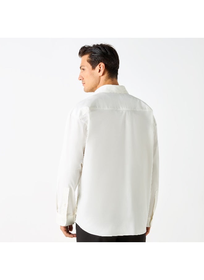 Iconic - Iconic Solid Slim Fit Shirt with Pocket and Long Sleeves - Image 1