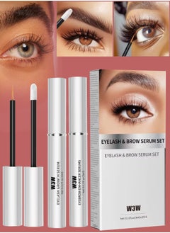 W3W Eyelash and Brow Serum Set Eyelash Growth Serum and Eyebrow Growth Serums Set Lash Serum Eyebrow Enhancer Serum Gentle Formula for Longer Fuller and Thicker Flexible Lashes 2x3ml  - Image 1
