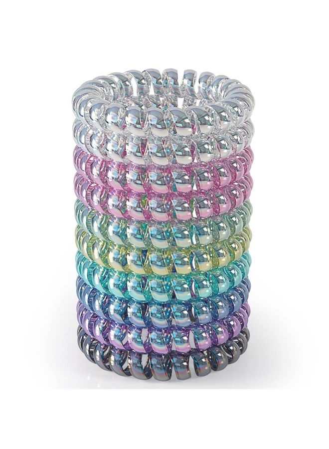 JessLab Spiral Hair Ties, 10 Pcs Traceless Phone Cord Hair Ties Plastic Coil Hair Ties Ponytail Holders No-Damage Hair Accessory for Girls Women Ladies, Color Assorted, Set 13 - Image 1