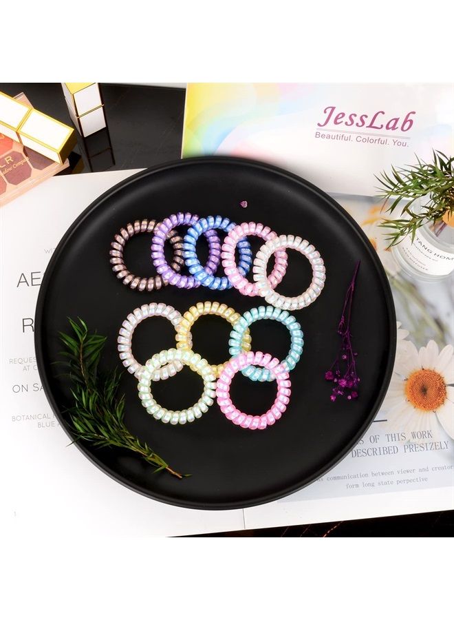 JessLab Spiral Hair Ties, 10 Pcs Traceless Phone Cord Hair Ties Plastic Coil Hair Ties Ponytail Holders No-Damage Hair Accessory for Girls Women Ladies, Color Assorted, Set 13 - Image 4