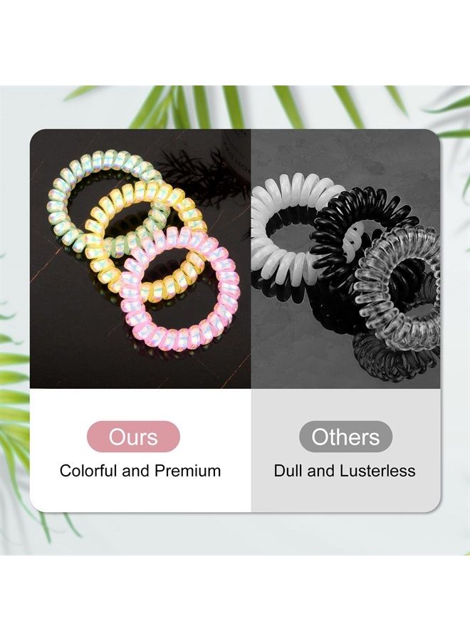 JessLab Spiral Hair Ties, 10 Pcs Traceless Phone Cord Hair Ties Plastic Coil Hair Ties Ponytail Holders No-Damage Hair Accessory for Girls Women Ladies, Color Assorted, Set 13 - Image 3