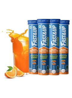 FAST&UP Fast&Up Reload (20 Litres) Low Sugar energy drink for Instant Hydration - 80 Effervescent Tablets with all 5 Essential Electrolytes + Added Vitamins - Certified Electrolytes Drink - Orange flavour  - Image 1