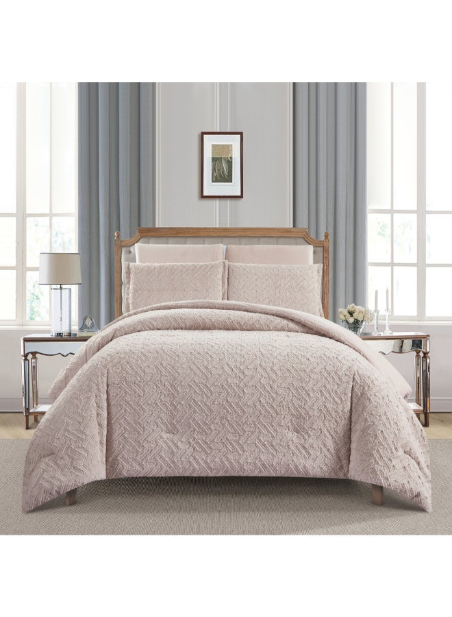 REVE 6-Piece Patterned Winter King Comforter Set Pink 35 x 250 x 230 cm FW075-1 PINK - Image 1