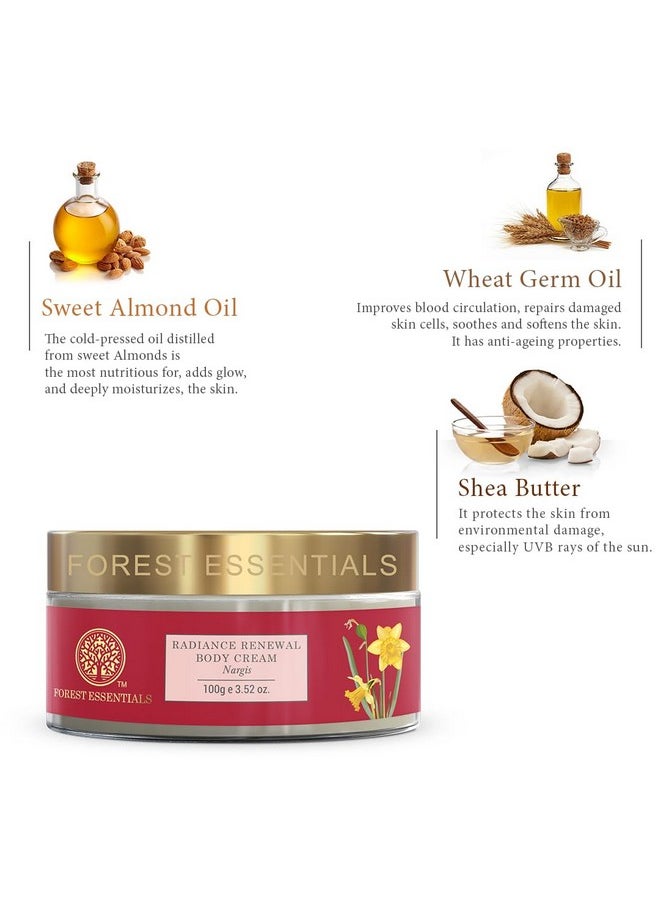 Forest Essentials Radiance Renewal Body Cream Nargis | Ayurvedic Moisturising Body Cream For Dry Skin | Shea Butter & Nargis Essential Oil For Glowing Skin  - Image 4