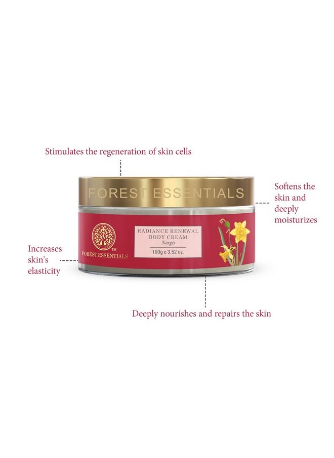 Forest Essentials Radiance Renewal Body Cream Nargis | Ayurvedic Moisturising Body Cream For Dry Skin | Shea Butter & Nargis Essential Oil For Glowing Skin  - Image 2