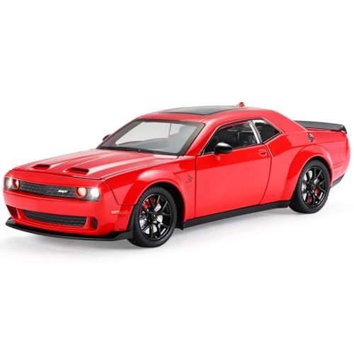 SASBSC Toy Cars for Boys Age 312 124 Car Toys Diecast Metal Car Model with Light Sound Collectable Muscle Cars for 3 Year Old Kids Red - Image 1