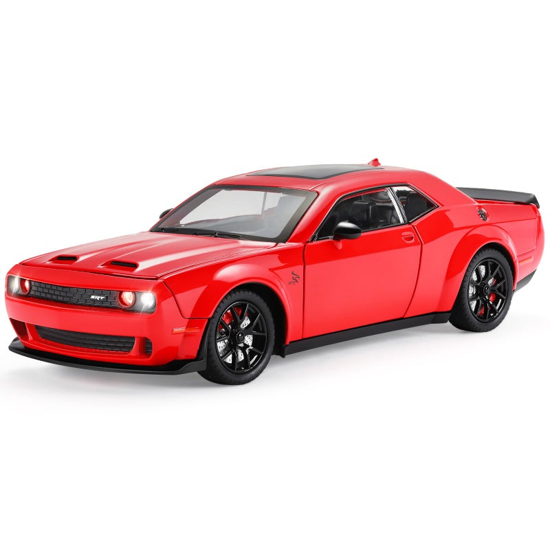 SASBSC Toy Cars for Boys Age 312 124 Car Toys Diecast Metal Car Model with Light Sound Collectable Muscle Cars for 3 Year Old Kids Red - Image 3