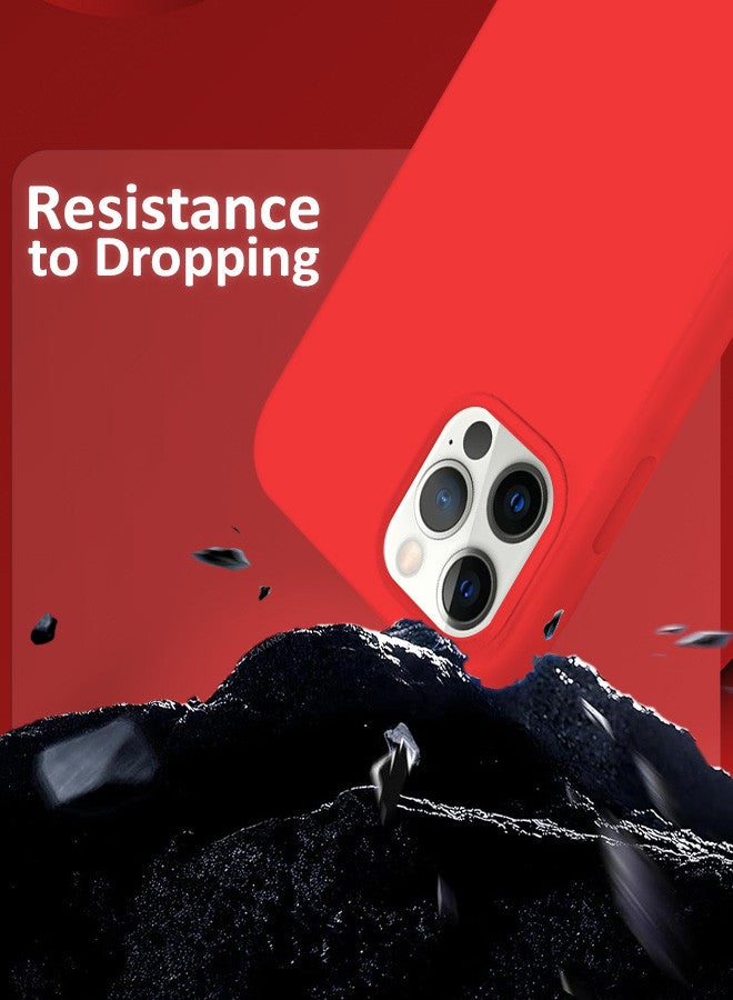 CATANES [for iPhone 12 Pro] 2 Pack Silicone Case and Camera Lens Protector Shockproof Protective Case Anti Scratch Smooth Case Cover/Red - Image 3