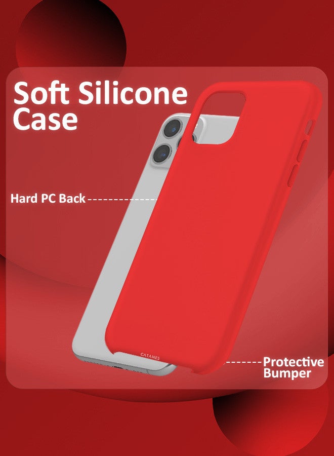 CATANES [for iPhone 12 Pro] 2 Pack Silicone Case and Camera Lens Protector Shockproof Protective Case Anti Scratch Smooth Case Cover/Red - Image 2