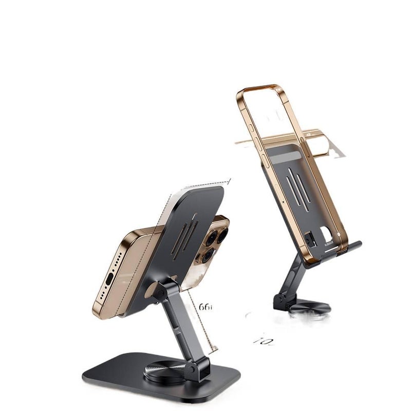 360 Degree Desk Phone Stand Metal for Broad Compatibility Body for Video Viewing in Grey - Image 1