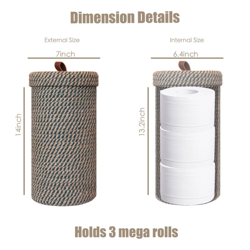 Brown Fabric Toilet Paper Holder - Recess Free Bathroom Organizer With Cotton Jute Storage Basket For Bathroom Use - Image 2