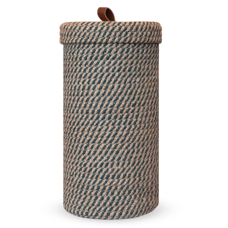 Brown Fabric Toilet Paper Holder - Recess Free Bathroom Organizer With Cotton Jute Storage Basket For Bathroom Use - Image 1