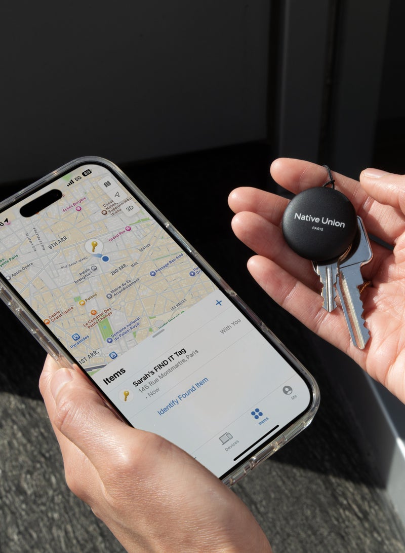 ناتيف يونيون Find It Tag | Apple Find My Tracker, Travel-Essential, Real-Time Alert, No Charging, 1 Year Battery Life, Replaceable CR2032, Long Range 50m, Works w/ iPhones & iPads - Black black - Image 3