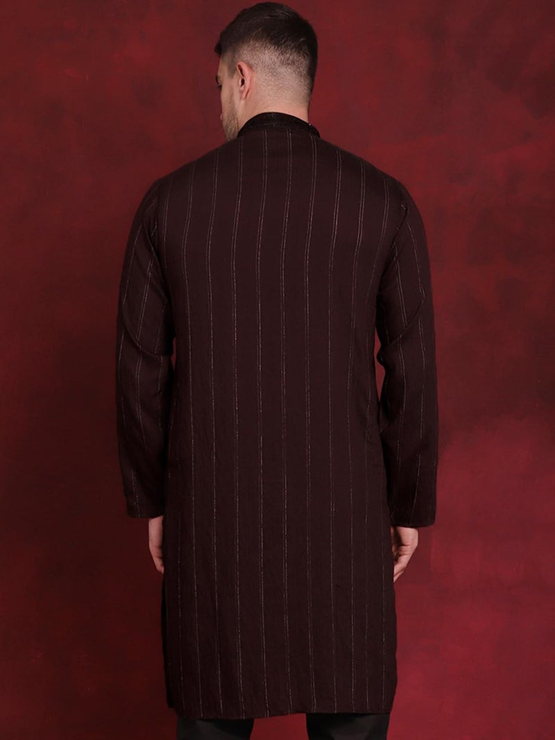 Jompers Sequins Embroidered Kurta Pyjama Set for Men. (Maroon, M) - Image 2