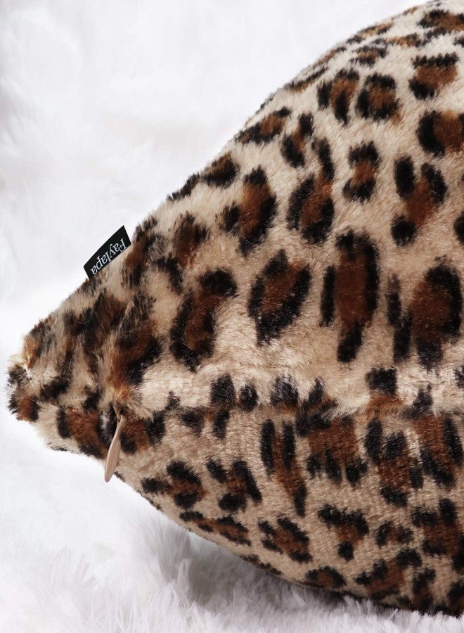 Faylapa 4 Pack Soft Plush Leopard Print Pillow Covers,Animal Theme Print Faux Fur Decorative Throw Pillowcase Home Decor Cushion Cover 18×18 Inches (45×45cm)(Case ONLY) - Image 4