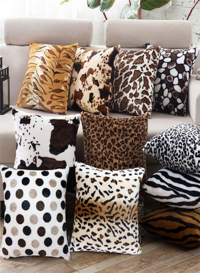 Faylapa 4 Pack Soft Plush Leopard Print Pillow Covers,Animal Theme Print Faux Fur Decorative Throw Pillowcase Home Decor Cushion Cover 18×18 Inches (45×45cm)(Case ONLY) - Image 5