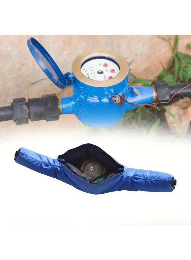 Heavy Duty Dual Sided Insulated Pipe Cover Blue For Water Meter Freeze Prevention 53x20cm - Image 1