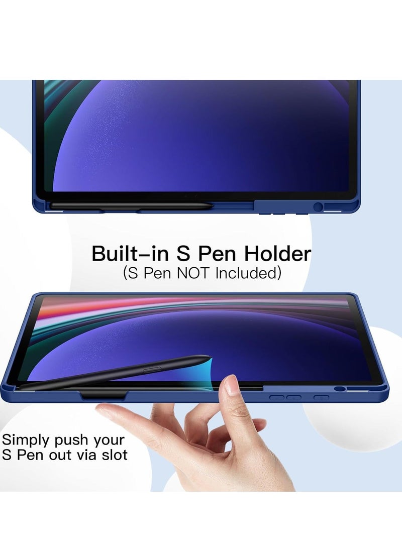 Raxoom Case for Samsung Galaxy Tab S10 Plus / Tab S9 Plus 12.4-Inch â€“ Soft TPU Tri-Fold Stand Protective Cover with S Pen Holder, S Pen Charging Support, Auto Wake/Sleep (Navy) - Image 3