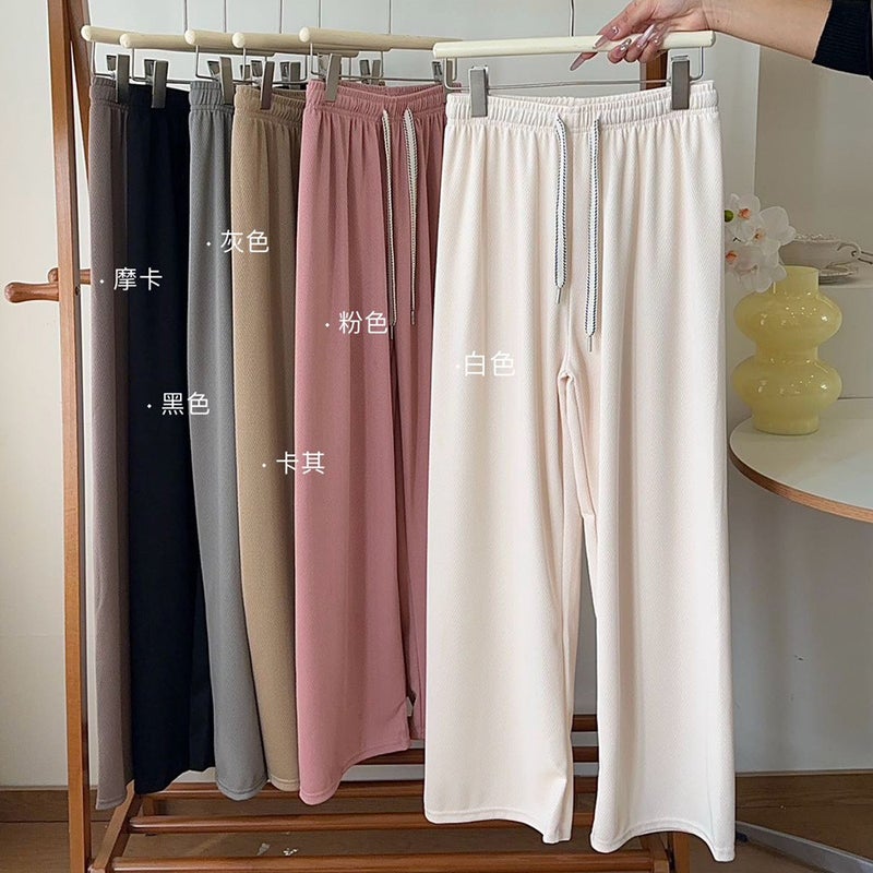 Herringbone Pattern Wide-leg Pants Womens Summer 2025 New High Waist Casual Straight Pants Slim-fit Hangout Long Pants Mocha  - Image 4