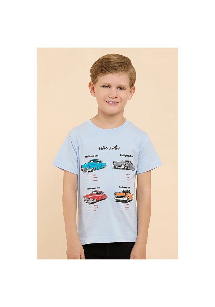 R&b Printed T-Shirt with Crew Neck and Short Sleeves