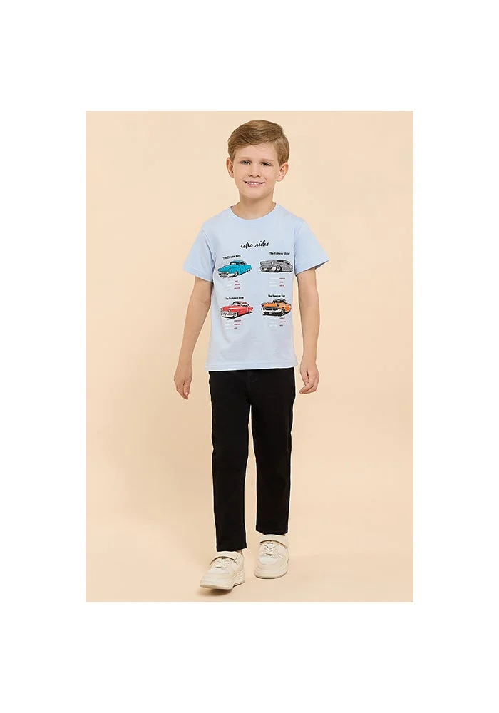 R&b Printed T-Shirt with Crew Neck and Short Sleeves