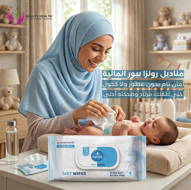 رونزا مناديل مبللة مائية بدون عطور - 54 منديل من رونزا - Image 3