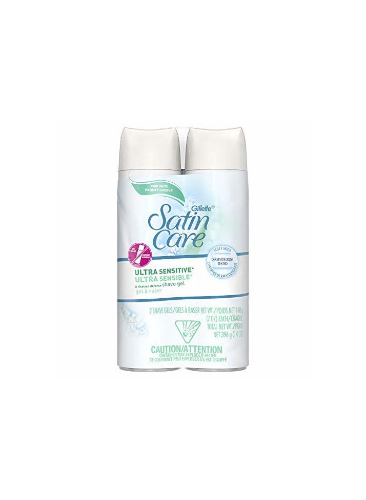 جل الحلاقة جيليت ساتين كير للسيدات، فائق الحساسية، 7 أونصة، عبوة من قطعتين
