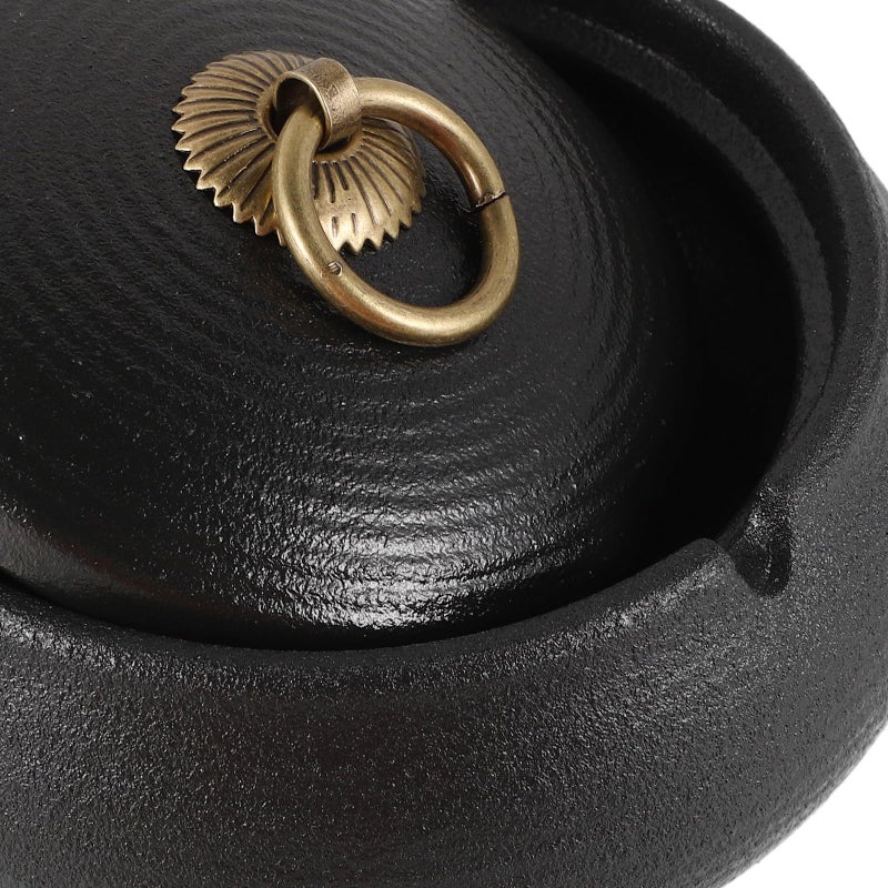 Ceramic Windproof Ashtray with Lid Portable Vintage for Indoor Outdoor Home Office - Image 4