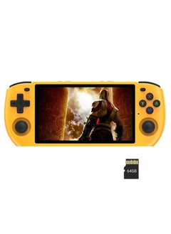 Powkiddy POWKIDDY RGB10 MAX3 Handheld Game Console, 5 Inch IPS Screen Retro Video Game Console Open Source Linux Game Player, Support WiFi & Bluetooth,10000+ Games Portable PSP (Yellow, 64G)  - Image 1