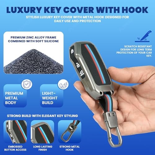 Coll of Fest Metal Silicon Key Cover Compatible for Kia Seltos 2023 2024 HTE 3 Button Flip Key Cover Full Metal Protections Special Feature Visible in Low-Light Conditions - Image 4