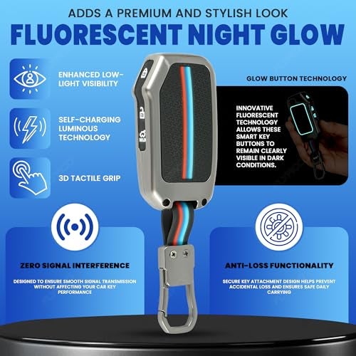 Coll of Fest Metal Silicon Key Cover Compatible for Kia Seltos 2023 2024 HTE 3 Button Flip Key Cover Full Metal Protections Special Feature Visible in Low-Light Conditions - Image 3