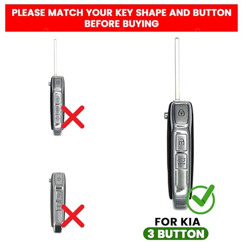 Coll of Fest Metal Silicon Key Cover Compatible for Kia Seltos 2023 2024 HTE 3 Button Flip Key Cover Full Metal Protections Special Feature Visible in Low-Light Conditions - Image 2