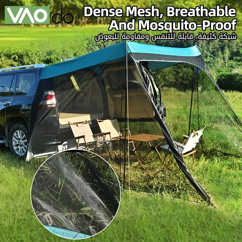 VAODO Car Tailgate Tent, SUV Camping Tent, Nylon Silver Glue Oxford Cloth, Generic Awning Windproof, UPF50+, for Outdoor Camping Travel, Green - Image 3