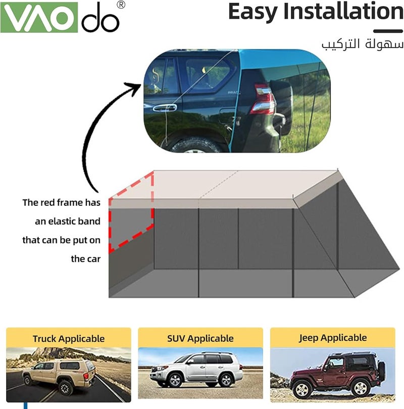 VAODO Car Tailgate Tent, SUV Camping Tent, Nylon Silver Glue Oxford Cloth, Generic Awning Windproof, UPF50+, for Outdoor Camping Travel, Green - Image 2