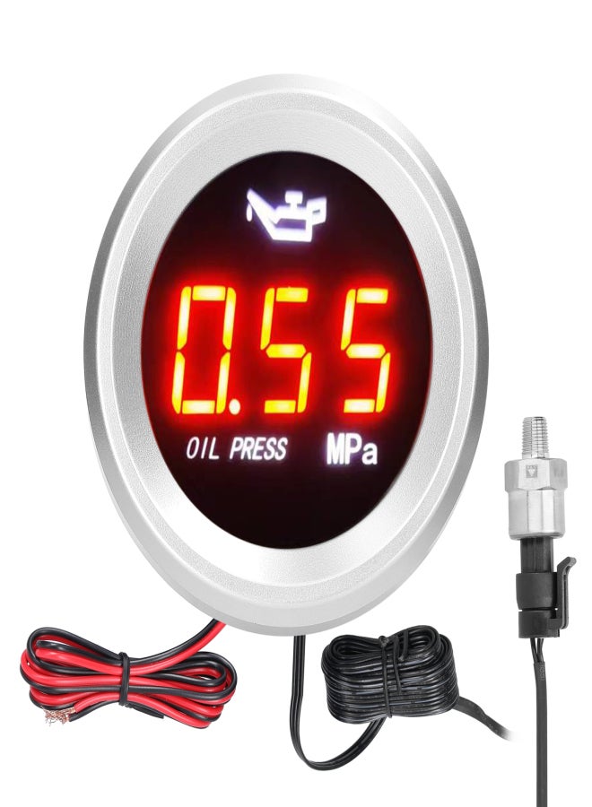 52mm Oil Pressure Gauge Car Digital Meter LED Display 9-35V with 1/8NPT Sensor Alarm Function - Image 4