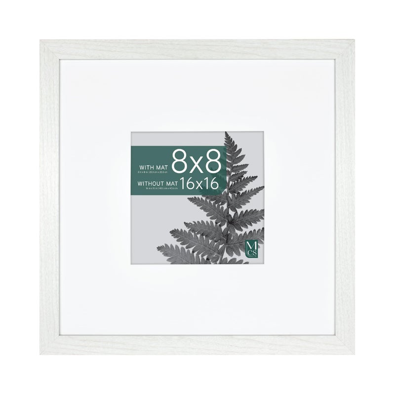 MCS Studio Gallery 16x16 Matted to 8x8 Picture Frame White Woodgrain Square Photo Frame for Photos Posters  Art Prints 1Pack