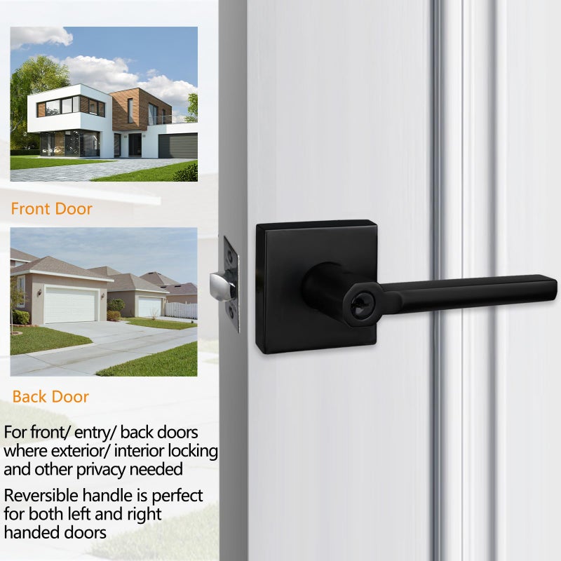 Newbang Keyed Entry Lever Lock In Matte Black For Exterior Door Hd1601-Db-Et-1P - Image 2