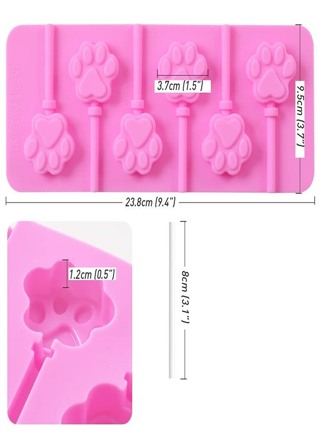 Newk Lollipop Silicone Mold, 4 Packs 6- Cavity Non-Stick Paw Silicone Molds for Lollipop Chocolate Candy - Image 2