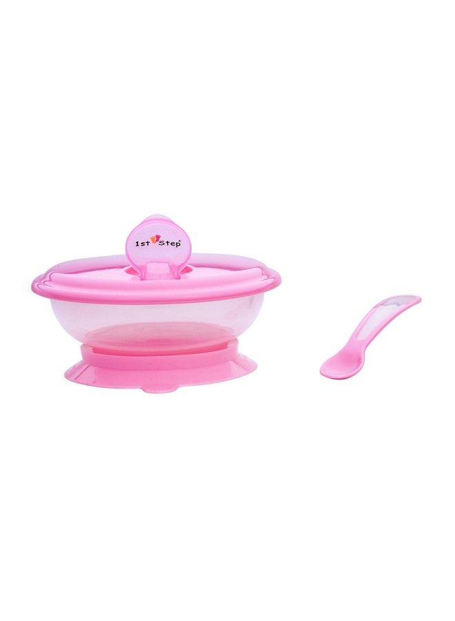1st Step Bpa Free Polypropylene Microwave Friendly Feeding Bowl With Spoon (Pink) - Image 5