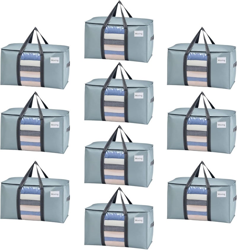 VENO 10-Pack Moving Bags, Moving Supplies, College Packing Storage Bags with Lids, Extra-Large Heavy-Duty Bags with Sturdy Handles and Zipper - Image 1