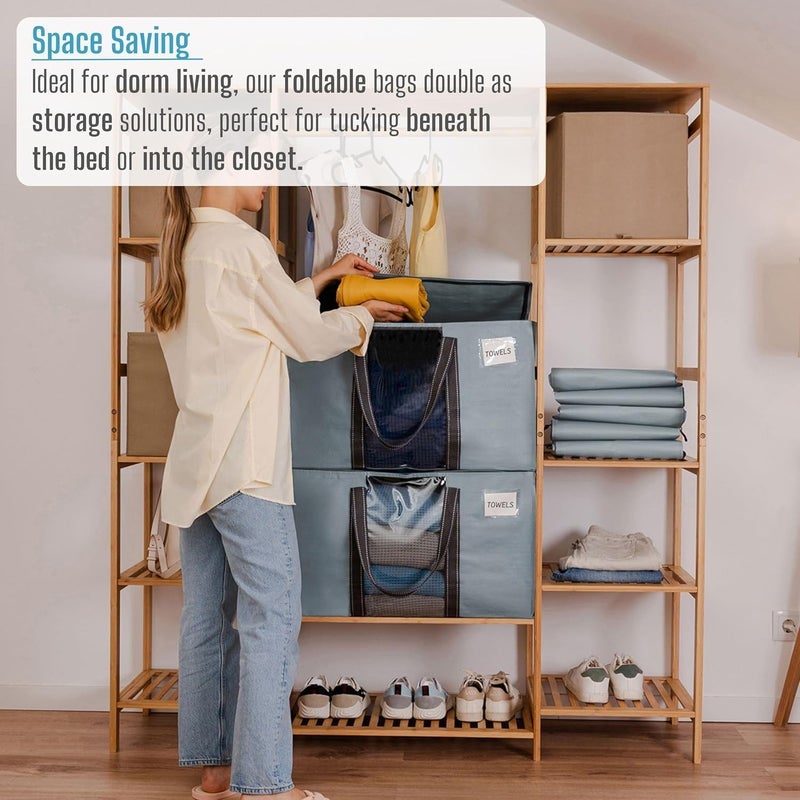 VENO 10-Pack Moving Bags, Moving Supplies, College Packing Storage Bags with Lids, Extra-Large Heavy-Duty Bags with Sturdy Handles and Zipper - Image 4