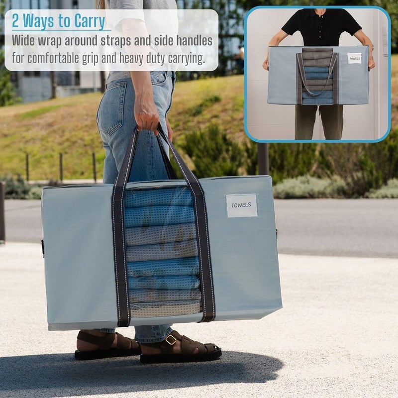 VENO 10-Pack Moving Bags, Moving Supplies, College Packing Storage Bags with Lids, Extra-Large Heavy-Duty Bags with Sturdy Handles and Zipper - Image 5