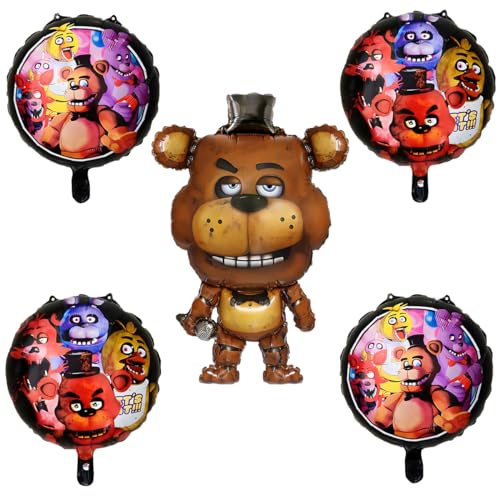 GeRRiT 5pc Birthday Party Foil Balloons For Five Nights at Freddys Party Decorate Supplies For Five Nights at Freddys - Image 1