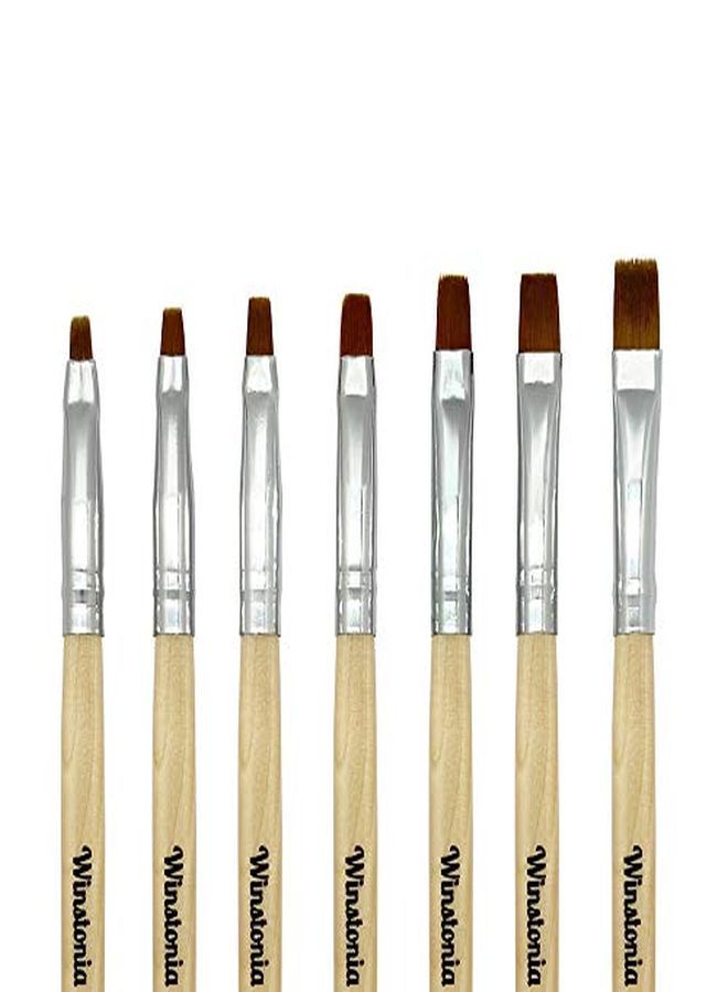 Winstonia Flat Gel Nail Brush Set 7 Pcs Size 2468101214 Nail Tips Builder & Overlay Sculpting Poly Gel And Extensions Flat Shape Brushes Manicure Painting Pens - Image 2