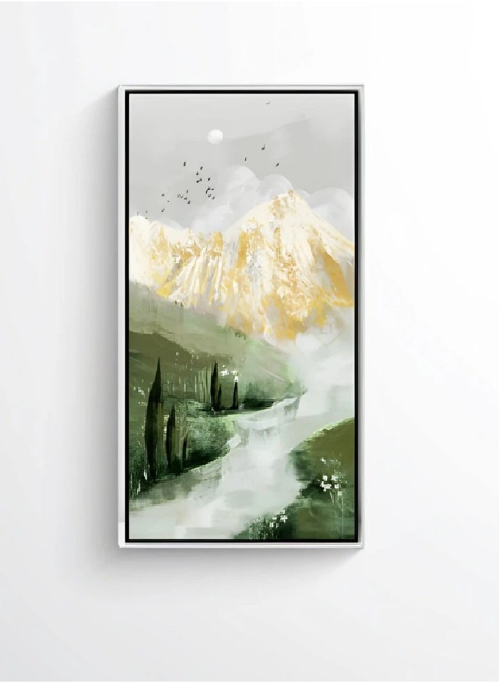 Neo Front Textured Leather Art with Gold Leaf in LN204 Black Frame - 70*140 cm LTU-22090017  - Image 1