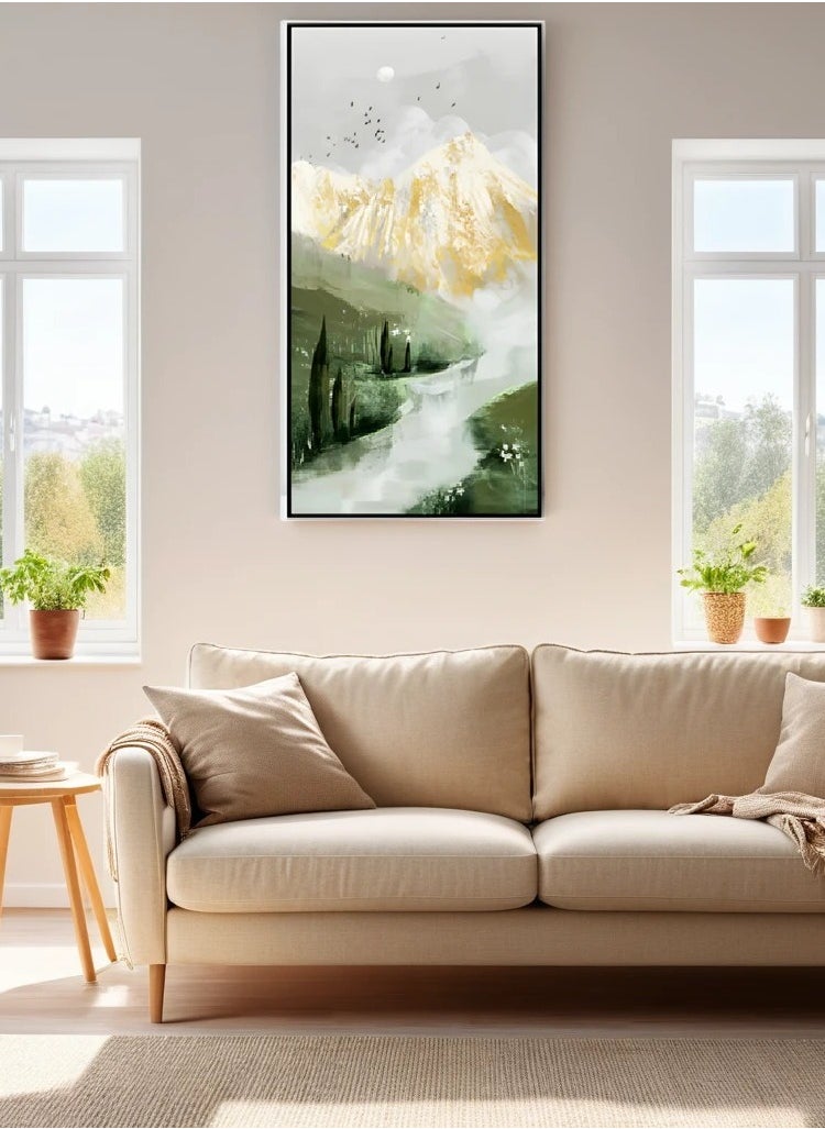 Neo Front Textured Leather Art with Gold Leaf in LN204 Black Frame - 70*140 cm LTU-22090017  - Image 3