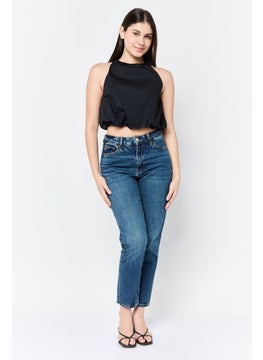ESPRIT Women Ruffle Neck Sleeveless Solid Tank Top, Black  - Image 3